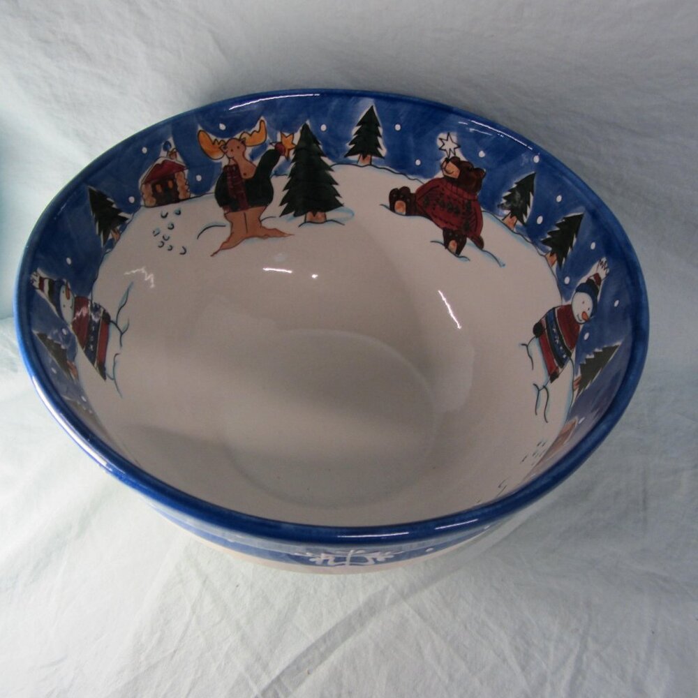 1999 vintage Christmas large serving bowl St. Nicholas Square (W2796)